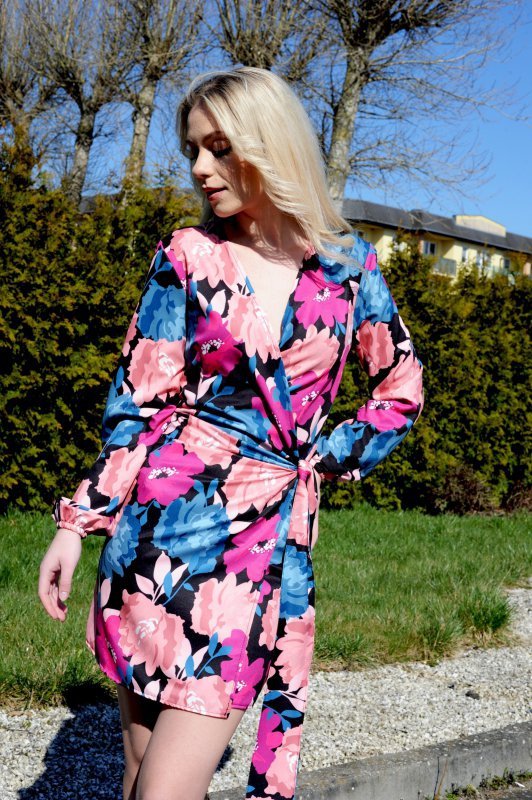 Merribel elegancka sukienka z motywem kwiatów Kolenia Różowa/Pink rozmiar - L/XL