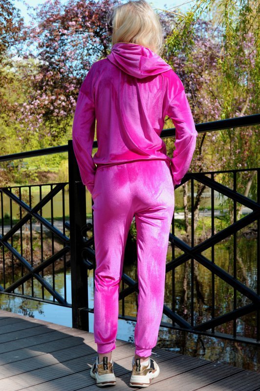 Dollien Fuchsia/Fuksja welurowy komplet dresowy z kapturem Merribel rozmiar - M