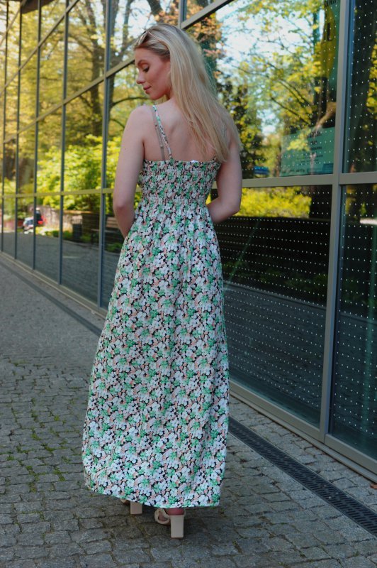 Flolala Green/Zielona letnia zwiewna sukienka maxi na ramiączkach Merribel rozmiar - L/XL