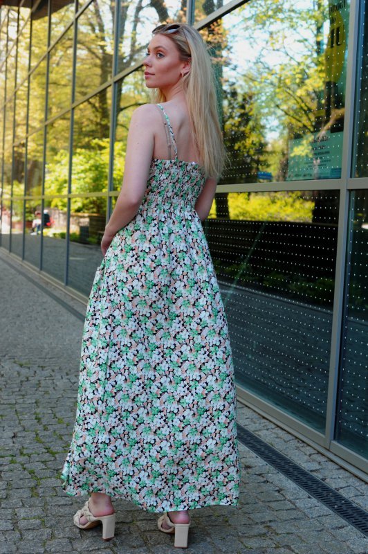 Flolala Green/Zielona letnia zwiewna sukienka maxi na ramiączkach Merribel rozmiar - L/XL