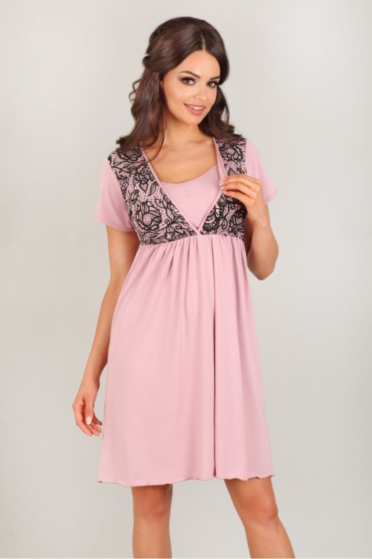 Koszulka nocna Koszula Nocna  Model 3006 Pink/Black - Lupo Line