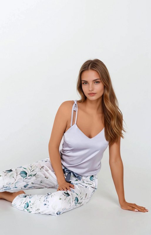 Piżama Damska Model Camila 223869 Silver/Off White - Momenti Per Me
