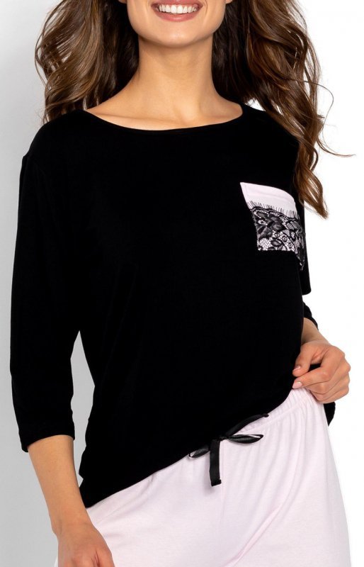 Piżama Damska Model Ashley 223845 Black/Pink - Momenti Per Me