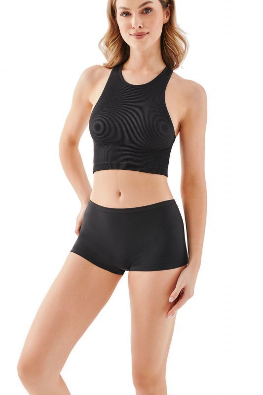 Gabriella Top Seamless halter rib 1203 czarny