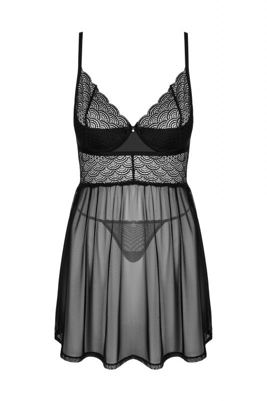 Obsessive Babydoll i stringi Chemeris czarne