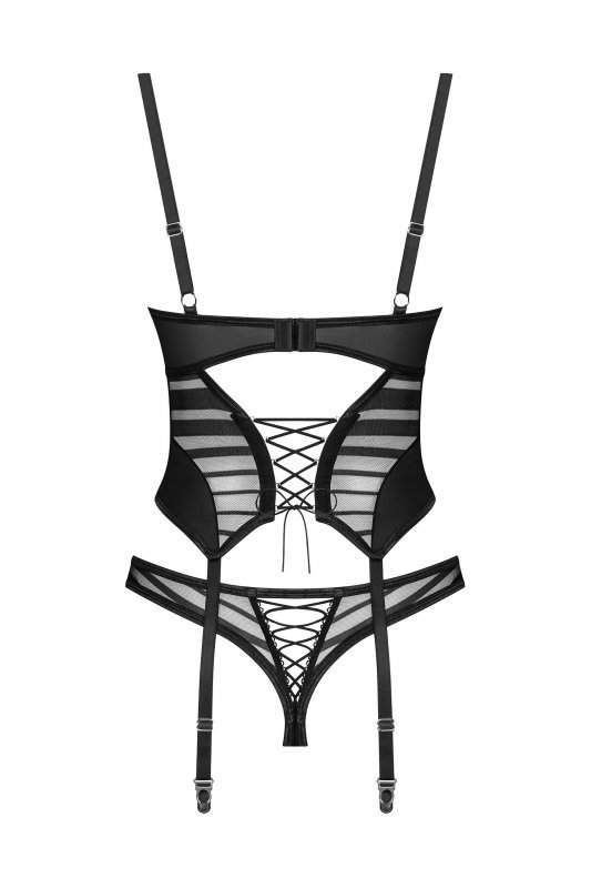 Obsessive Gorset i stringi Lune Bellis czarny