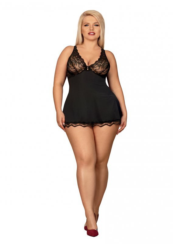 Obsessive Babydoll i stringi Luvae czarne