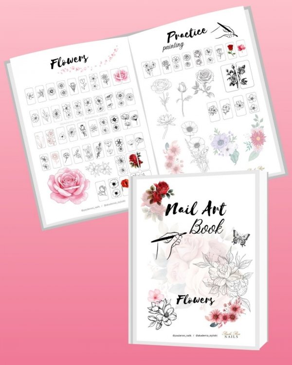 E-Book zum Ausdrucken Nail Art Book Flowers 6 Seiten (über 150 Designs) 97 PLN