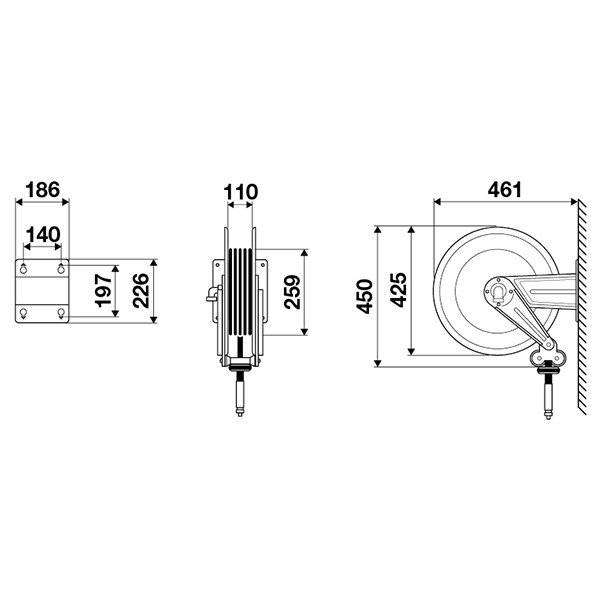 Bęben automatyczny INOX + ABS - 200 bar - 20 m