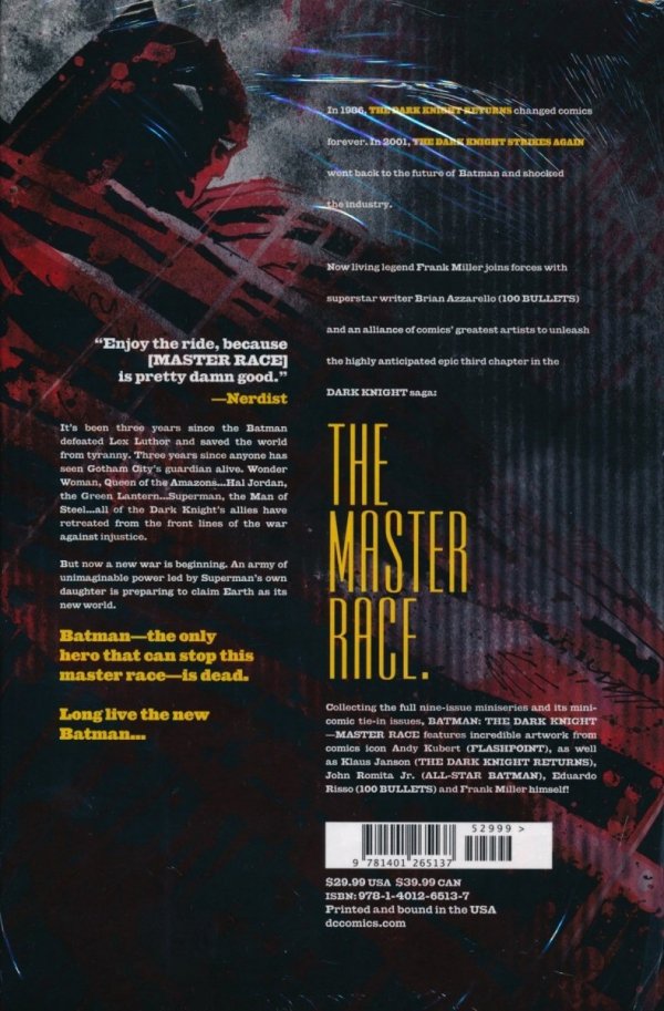 BATMAN THE DARK KNIGHT MASTER RACE HC [9781401265137] **OFERTA SPECJALNA**
