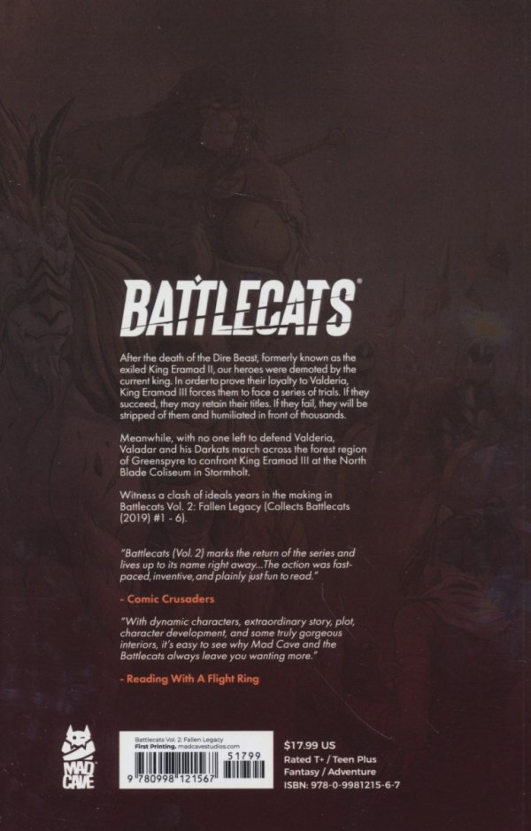 BATTLECATS VOL 02 FALLEN LEGACY TP [9780998121567]