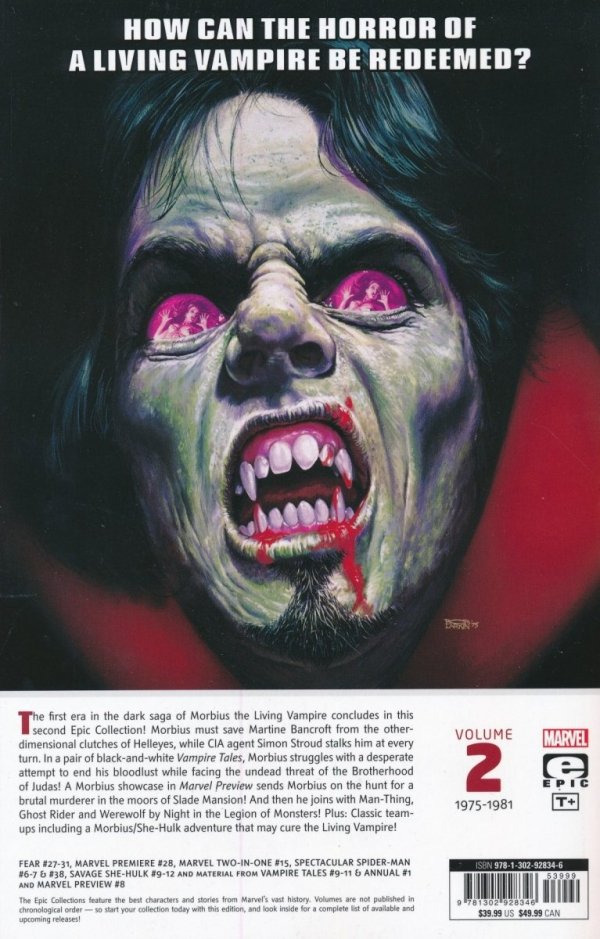MORBIUS EPIC COLLECTION THE END OF A LIVING VAMPIRE TP [9781302928346] **OFERTA SPECJALNA**