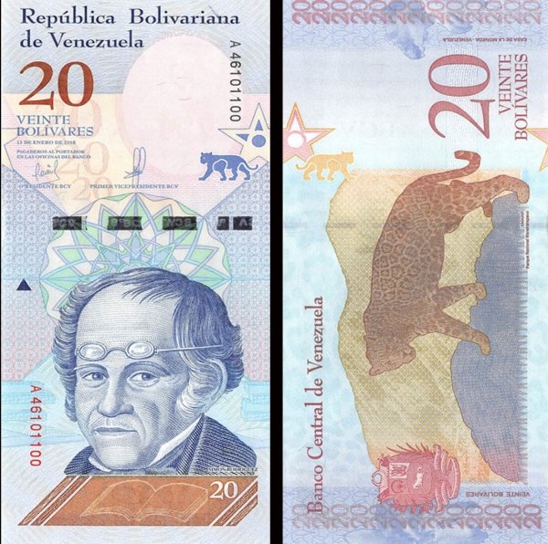 WENEZUELA  Banknot 20 Bolivares 2018 UNC 