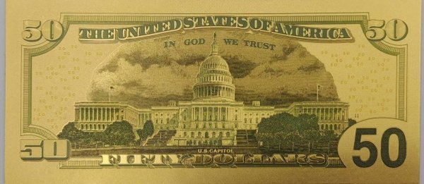 BANKNOT FANTAZYJNY POZŁACANY 50 DOLARÓW USA