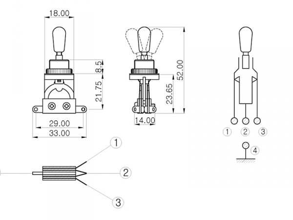 Przełącznik 3-pozycyjny VPARTS TG-42 (CR)