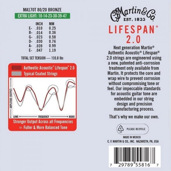 Struny MARTIN LifeSpan 2.0 Treated Bronze (10-47)