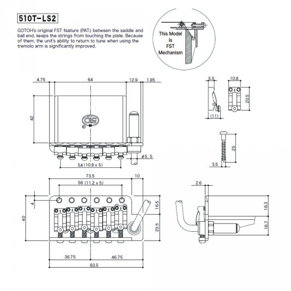 Tremolo GOTOH 510T-LS2 blok 42mm (GD)