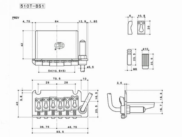 Tremolo GOTOH 510T-BS1 blok 37mm (BK)
