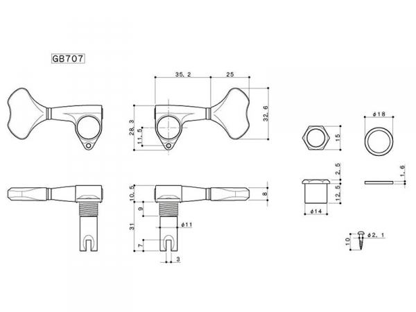 Klucze do basu GOTOH GB707 (GD, 2+2)