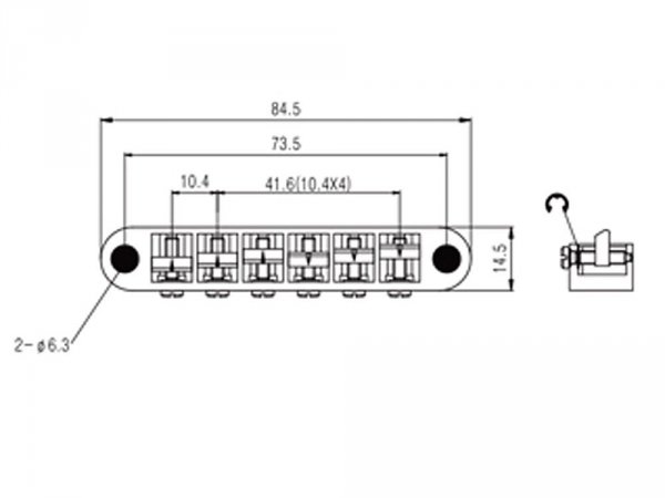 Mostek tune-o-matic 6,3mm VPARTS VLB-003 (BK)