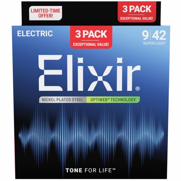 Struny ELIXIR OptiWeb Nickel Plated (09-42) 3pack