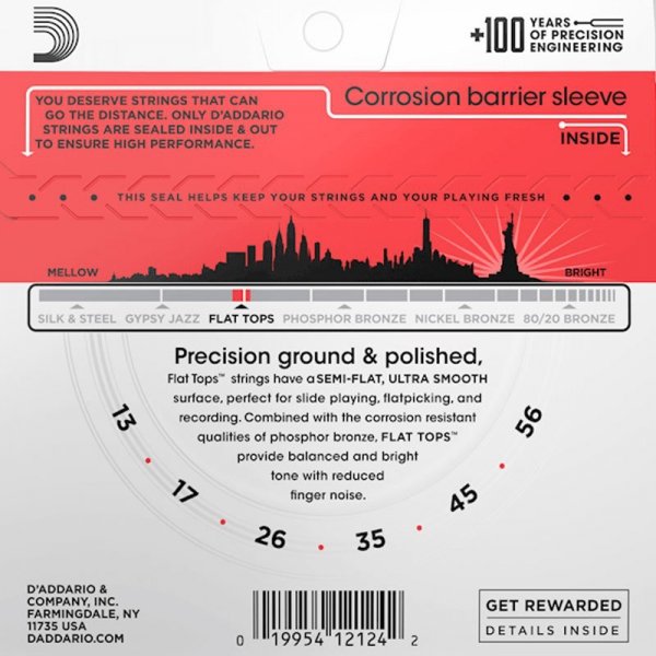 Struny D'ADDARIO Flat Tops Phosphor EFT17 (13-56)