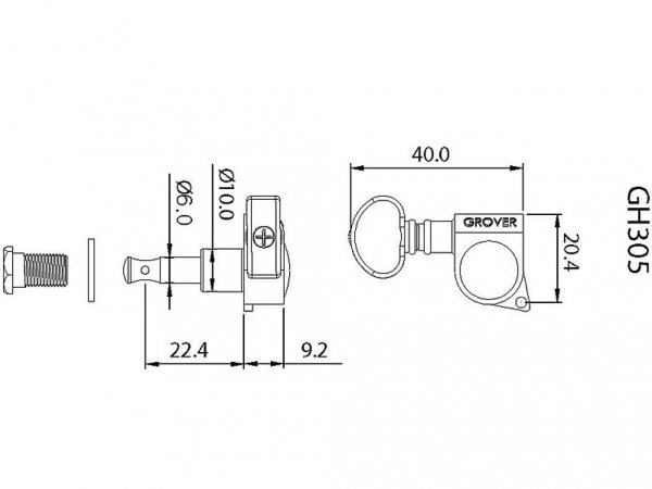Klucze do gitary GROVER Mid-Size Roto 305 (BC,6R)