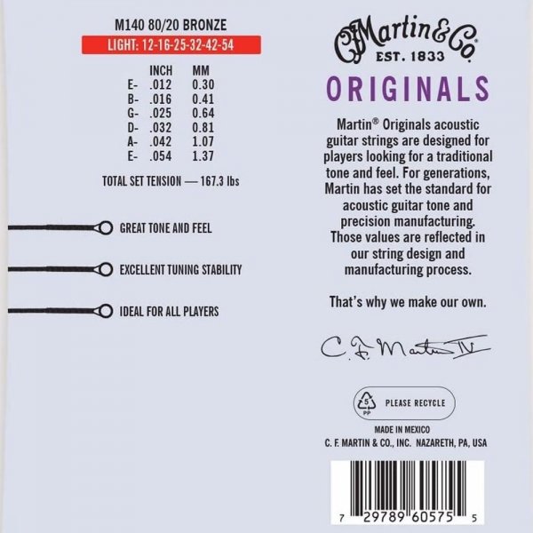 Struny MARTIN Originals Bronze M140 (12-54)