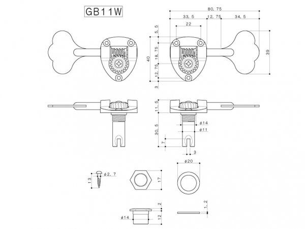 Pojedynczy klucz do basu GOTOH GB11W (CK,L)