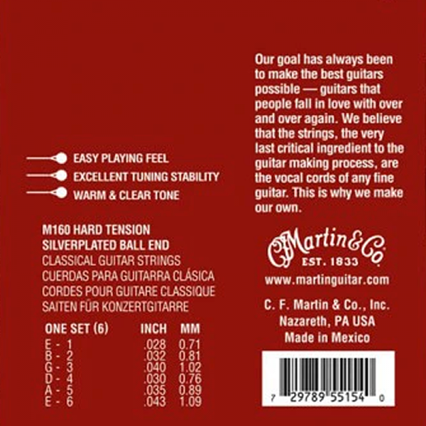 Struny MARTIN Classical Nylon M160 Ball End