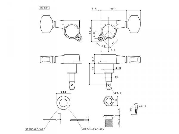 Klucze blokowane GOTOH SG381-04 MG-T (GD,3+3)