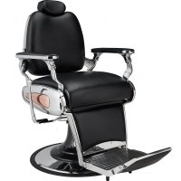 FOTEL BARBERSKI TIGER CZARNY/BAZA CHROM Z OSŁONĄ CZARNĄ (BARBER BY AYALA) 