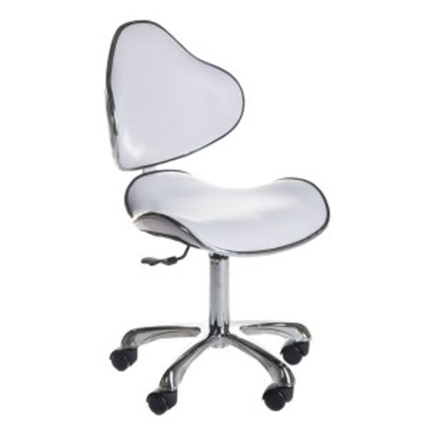 TABORET KOSMETYCZNY Z OPARCIEM BD-9933 BIAłY
