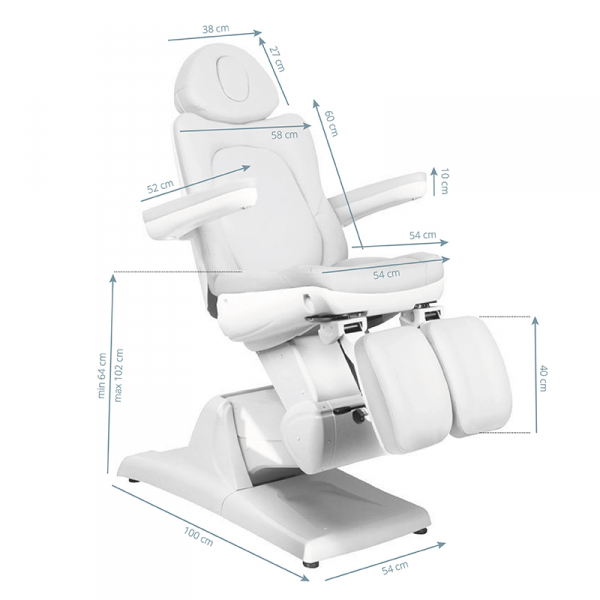 Fotel kosmetyczny do pedicure elektryczny Azzurro 870S 3 silniki biały
