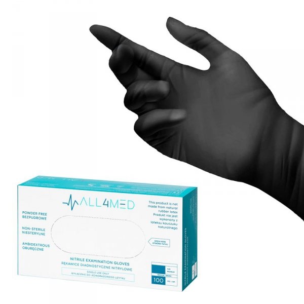 All4med jednorazowe rękawice diagnostyczne nitrylowe czarne M