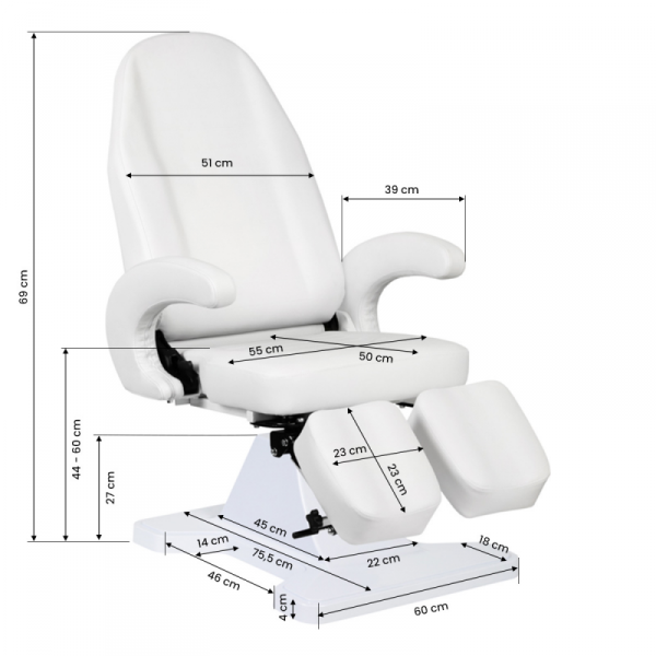Fotel podologiczny hydrauliczny 112 biały