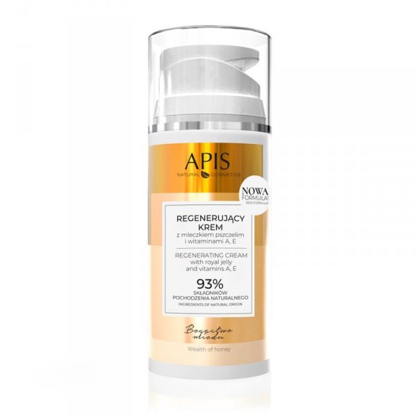 Apis bogactwo miodu, regenerujący krem z mleczkiem pszczelim, witaminami A,E 100 ml