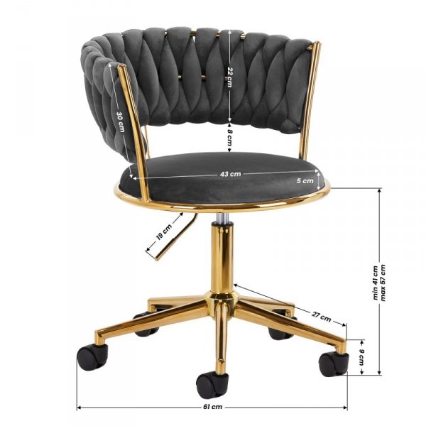 4Rico krzesło obrotowe QS-GW01G aksamit szare