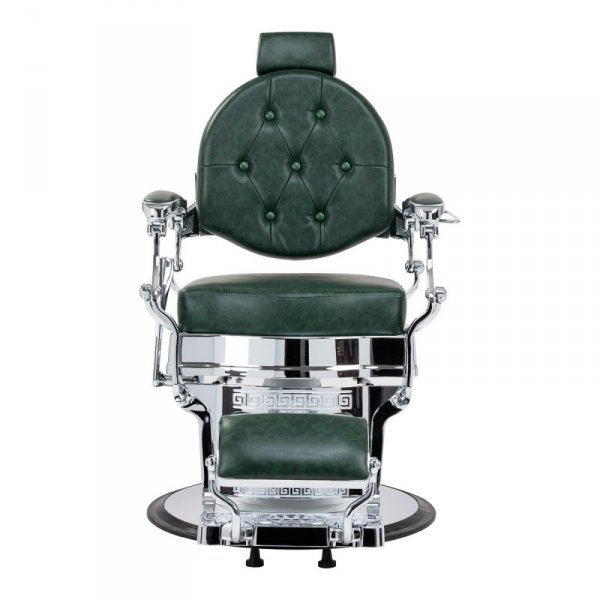 Gabbiano fotel barberski President Zielony z chromowaną ramą