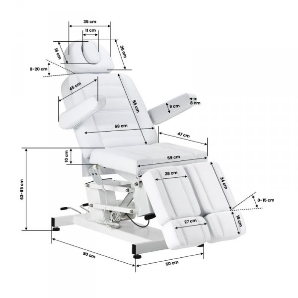 Fotel kosmetyczny do pedicure elektryczny Azzurro 706 1 silnik biały