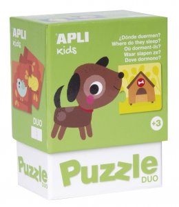 Puzzle dwuczęściowe Apli Kids - Gdzie mieszkają zwierzątka? 3+