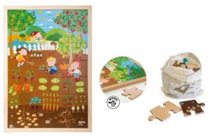 Drewniane puzzle w ramce Apli Kids - Ogród 4+