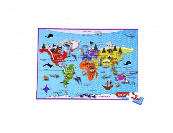 Puzzle w metalowej kuli Purple Cow - Mapa Świata 100 el