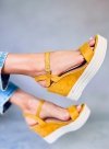 Sandałki na koturnie żółte JS-2952 YELLOW