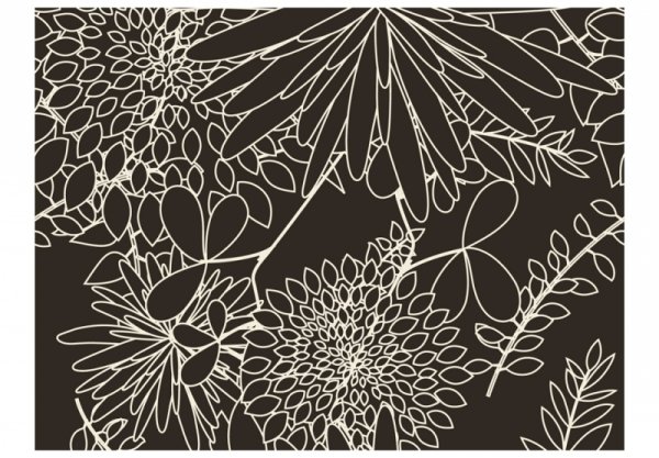 Fototapeta - Czarno biały motyw kwiatowy