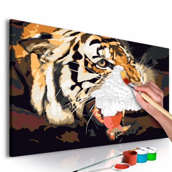 Obraz do samodzielnego malowania - Ryczący tygrys
