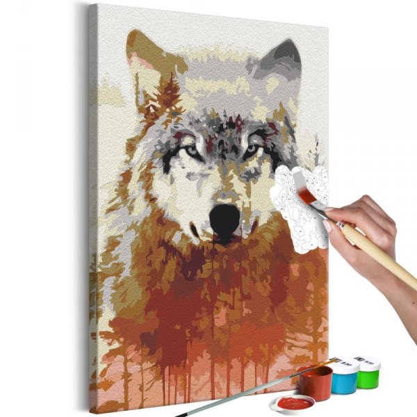Obraz do samodzielnego malowania - Wilk i las