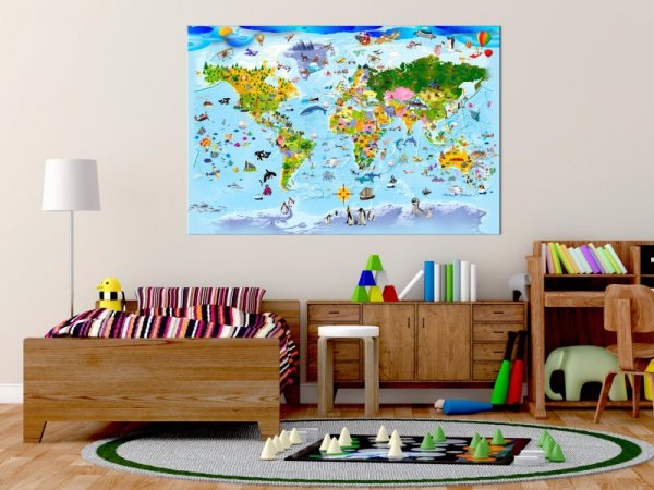 Obraz - Mapa świata dla dzieci - kolorowe podróże