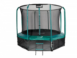Trampolina Ogrodowa Jumpi 374cm/12FT Maxy Comfort Zielona Z Wewnętrzną Siatką