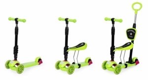 Hulajnoga trójkołowa balansowa led 3w1 świecące kółka - Zielona ECOTOYS